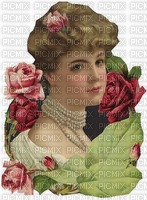 Lady, roses, vintage - darmowe png