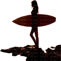 Surfer girl silhouette - Free PNG