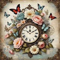 springtimes spring background clock vintage - PNG gratuit