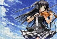 fille manga violon - PNG gratuit
