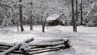 winter hiver house hut maison fond gif noel snow neige - Besplatni animirani GIF