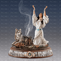 native girl and wolf - png gratis