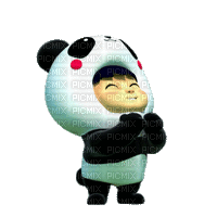 Cute Little Girl in Panda Costume Halloween - GIF animé gratuit