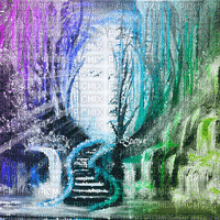 soave background animated forest fantasy painting - Darmowy animowany GIF