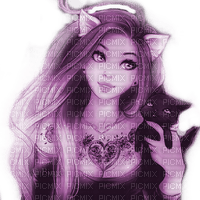 Y.A.M._Anime cat girl purple - kostenlos png