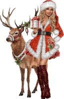 Christmas. Reindeer. Woman. Leila - бесплатно png