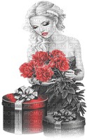 soave woman gift  flowers 8 march red black white - gratis png