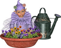 elf elfe fantasy deco tube garden jardin spring flower fleur can pot printemps - PNG gratuit