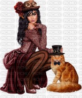 señora con gato - nemokama png