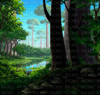 animated forest trees background - GIF เคลื่อนไหวฟรี