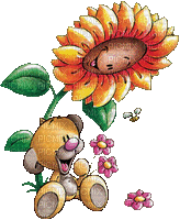 Ladybird - BEAR & FLOWERS - Darmowy animowany GIF