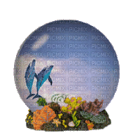 dolphin snow globe - Бесплатный анимированный гифка