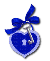 Heart.Lock.Key.Bow.Silver.Blue - png gratis