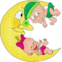 Kaz_Creations Funny Cartoon Babies On Moon - png gratuito