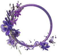 Cadre Rond Fleur Papillon Violet :) - Free PNG