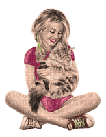 girl and  cat  dubravka4 - Free PNG