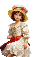 vintage girl hat red white - ilmainen png