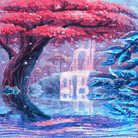 soave background animated tree waterwall water - Besplatni animirani GIF