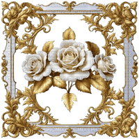 White gold baroque frame roses Rox - png gratis