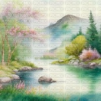 pastel landscape background - nemokama png