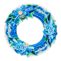 Circle.Frame.Flowers.Blue.White.Green - PNG gratuit