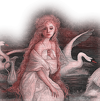 fantasy woman art girl dolceluna pink swan - png grátis