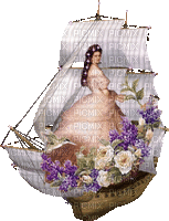 femme sur voilier - Δωρεάν κινούμενο GIF