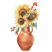 kikkapink deco autumn sunflower vase - Free PNG