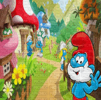 the smurfs village gif bg - 無料のアニメーション GIF