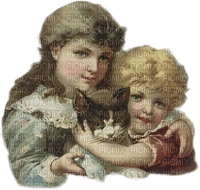 Kinder, Katze, Vintage - png gratis