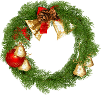 Wreath.Green.Red.Brown.Gold - PNG gratuit