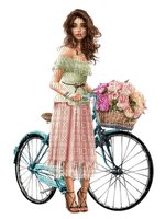 woman bicycle flowers  femme vêlo fleur