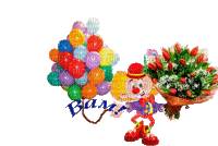клоун с шарами-вам - Gratis geanimeerde GIF