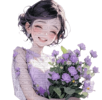 loly33 manga  fille fleur - PNG gratuit