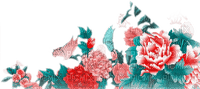 soave deco flowers oriental border pink teal - фрее пнг