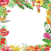 soave frame flowers animated tropical red yellow - Бесплатни анимирани ГИФ