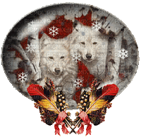 deux loups blanc - Gratis animeret GIF
