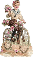 vintage, boy, Junge, Fahrrad, Blumen - kostenlos png