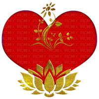 heart, sydän, red, and gold - gratis png