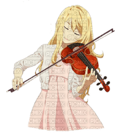 Fille manga au violon - PNG gratuit