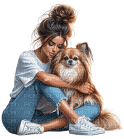 Woman, dog. Leila - ücretsiz png