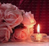 Candle and Pink roses - zdarma png