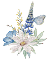 kikkapink flowers blue daisy butterfly yellow - PNG gratuit