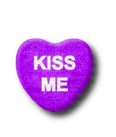 Kiss Me.Candy.Heart.White.Purple - Free PNG