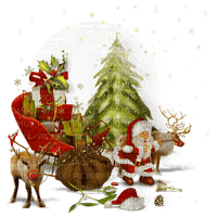 Kaz_Creations Christmas Deco Tree Sleigh Santa Claus - Free PNG