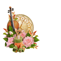violon & fleurs - gratis png