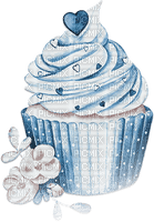 soave deco cup cake flowers blue brown - безплатен png