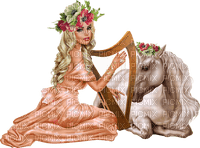 Licorne.Unicorn.Harp.Girl.Victoriabea - PNG gratuit