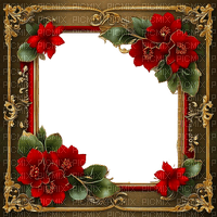 Frame.Cadre.Red.Flowers.Victoriabea - Free PNG