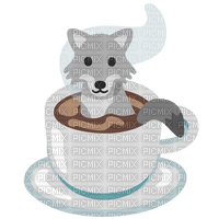 emojikitchen wolf in coffee cup - kostenlos png